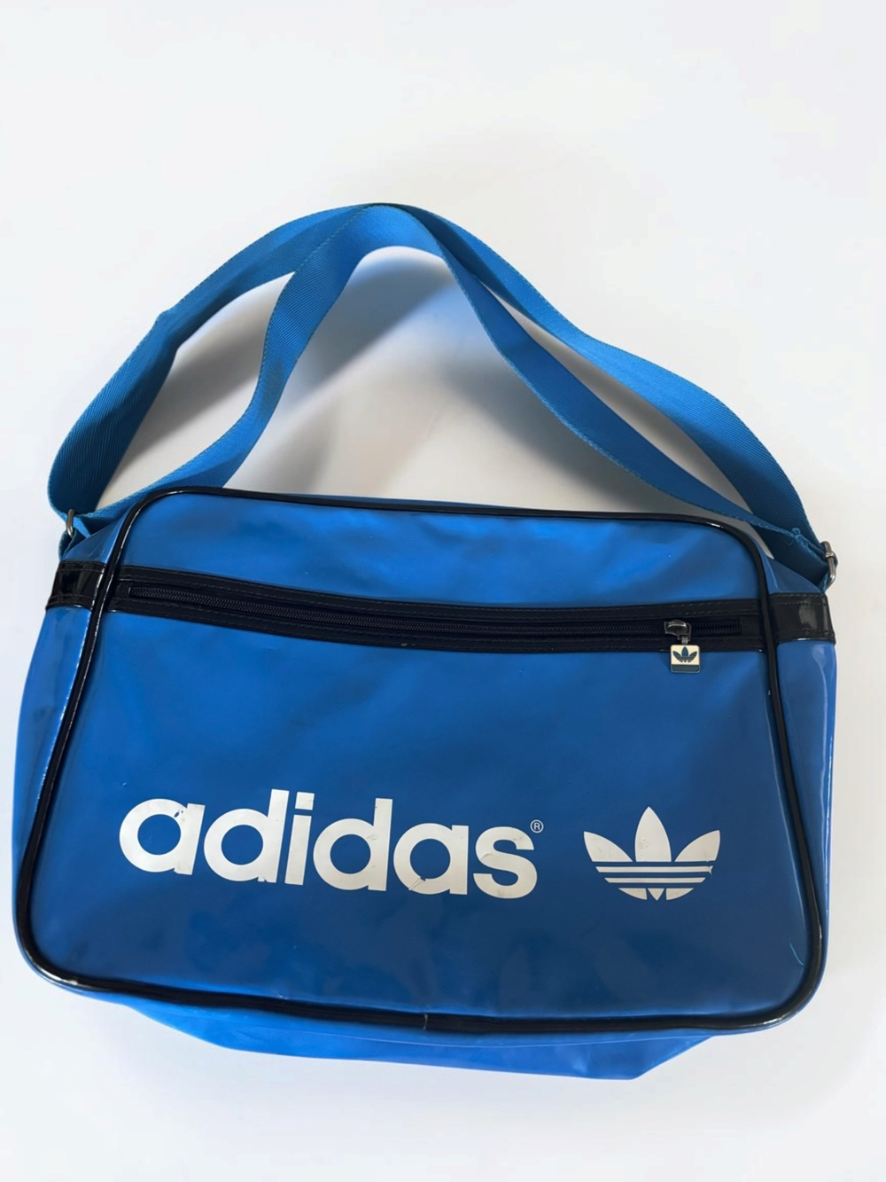 Retro Adidas Originals Blue Trefoil Messenger Shoulder Bag Y2K